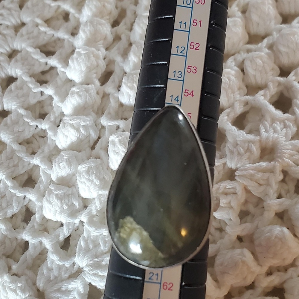 925 Sterling Silver Labradorite Ring Size 8.5 Teardrop Gemstone Statement - Picture 7 of 10
